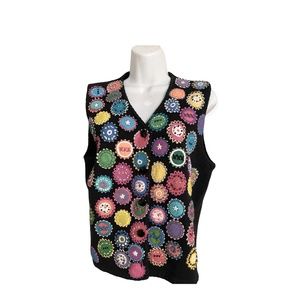 RARE 1998 Michael Simon Multicolored Beaded Sweater Vest Size Medium